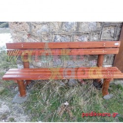 Ξύλινο παγκάκι εξοχής με πλάτη (καστανιά)